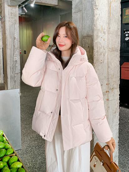 Women's 2025 Winter Korean-Style Hooded Down Jacket - Petite, Thick, and Warm White Duck Down Coat