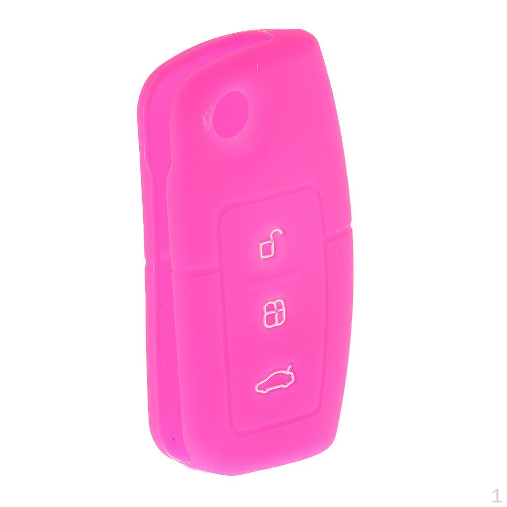 Silicone Case for Remote Car Key Cover Button Accessories - Rose Red