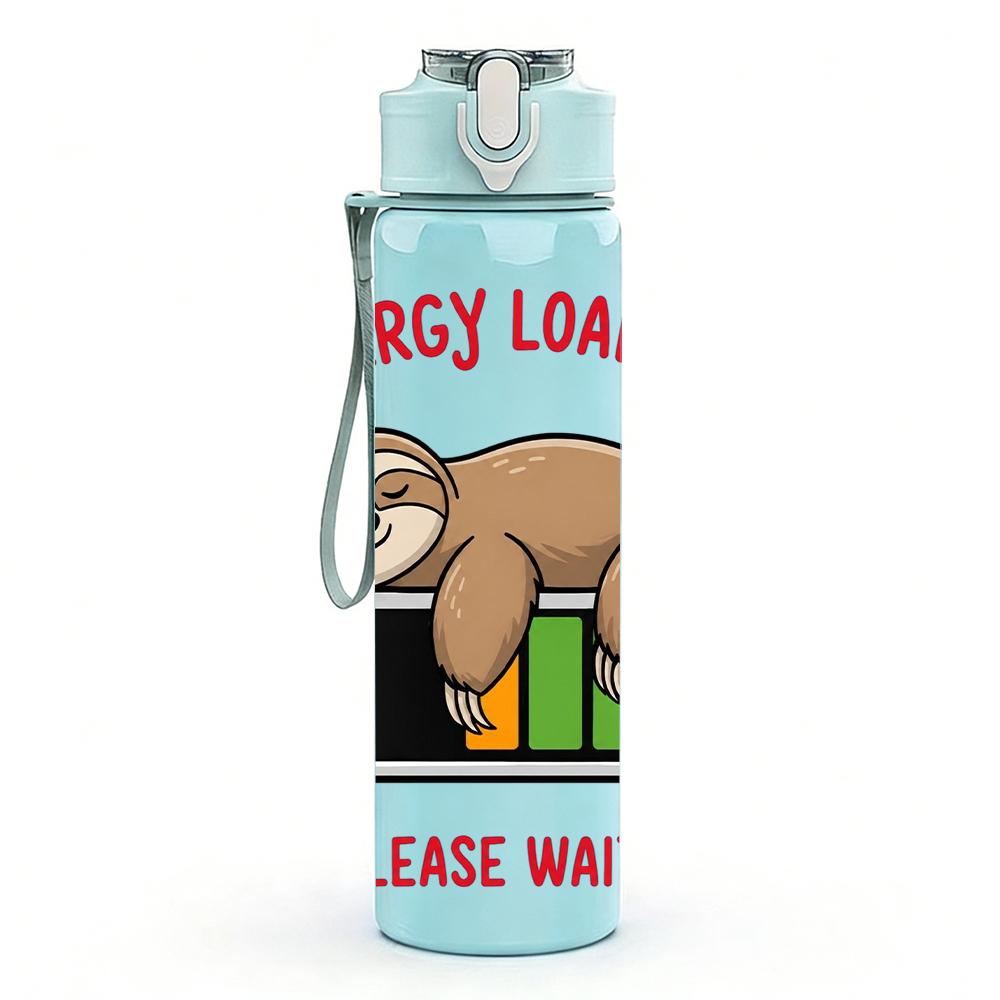 1 ST Luiaard Energie Laden Laptop Grafisch 750 ml Kleur Plastic Waterfles Lekvrij Flip Dop met Rietje Voor Sport Kantoor Thuisgebruik