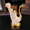 Porta cucchiai a cigno di lusso leggero europeo incastonato di diamanti, porta cigno oro e argento, ornamento decorativo a cigno, artigianato in lega