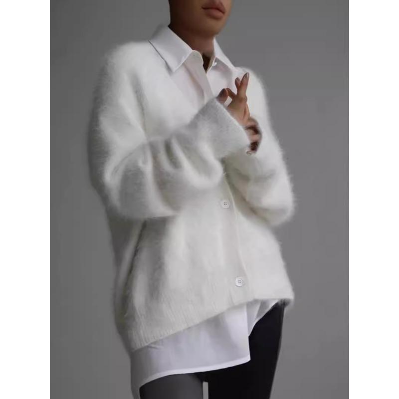 Cardigan Invernale Autunnale Maglioni Giubbotti Donna Pelliccia Sintetica di Vison Manica Lunga Maglie a Maglia Scollo a V Maglioni a Maglia Larga Cappotto Abbigliamento Casual