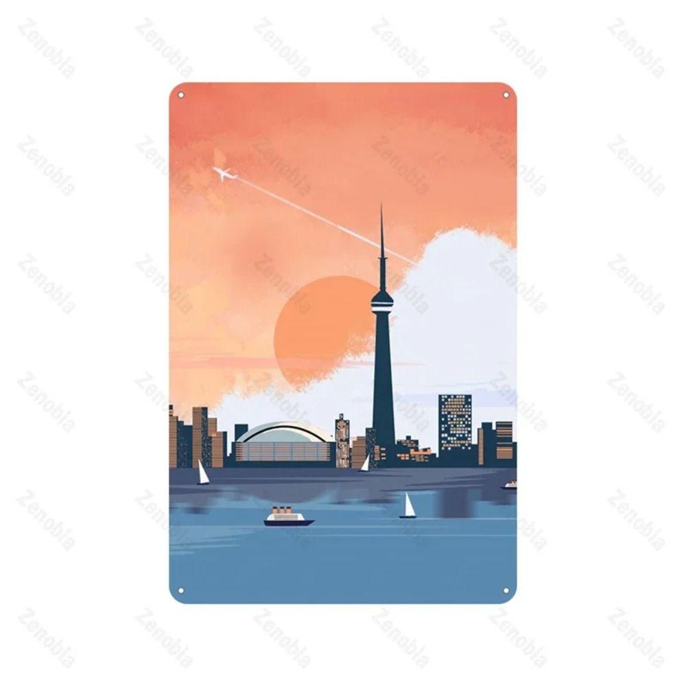 Retro Metal Sign Toronto Skyline Art, Wall Decor Vintage Tin Poster 20x30 cm