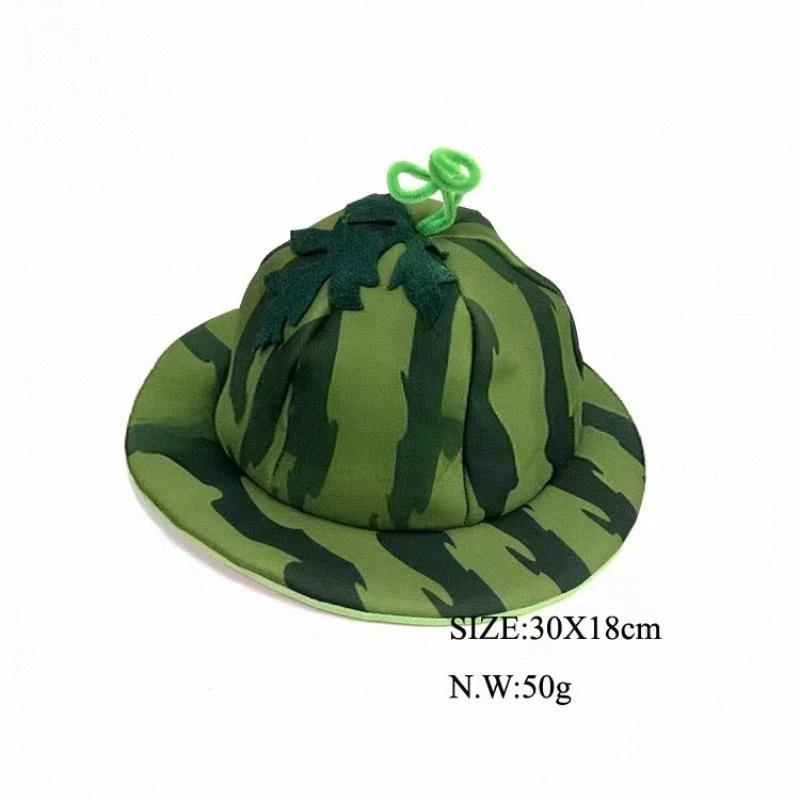 1Pcs Watermelon Shaped Novelty Hat Realistic Fruit Pattern Breathable Sun Hat for Teens Outdoor Beach Cosplay