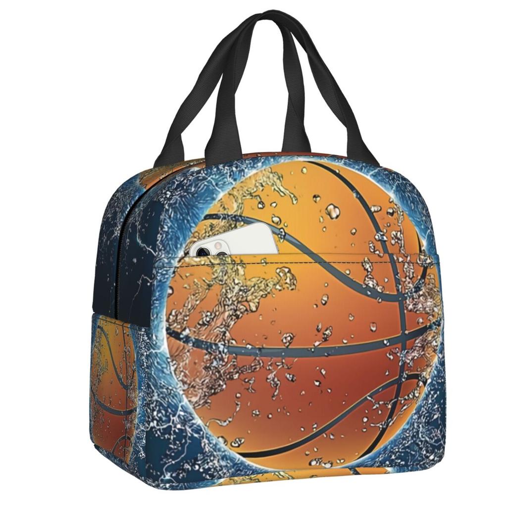 Custom Basketball Sports Pattern Insulated Lunch Bags for Women Portable Thermal Cooler Food Lunch Box Kids School Children