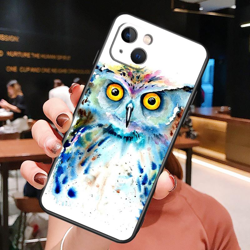 Cartoon Owl Phone Case For iPhone 16 Pro Max 15 14 12 11 13 Pro Max Plus 12 13 Mini XR 16e Funda Silione Cover