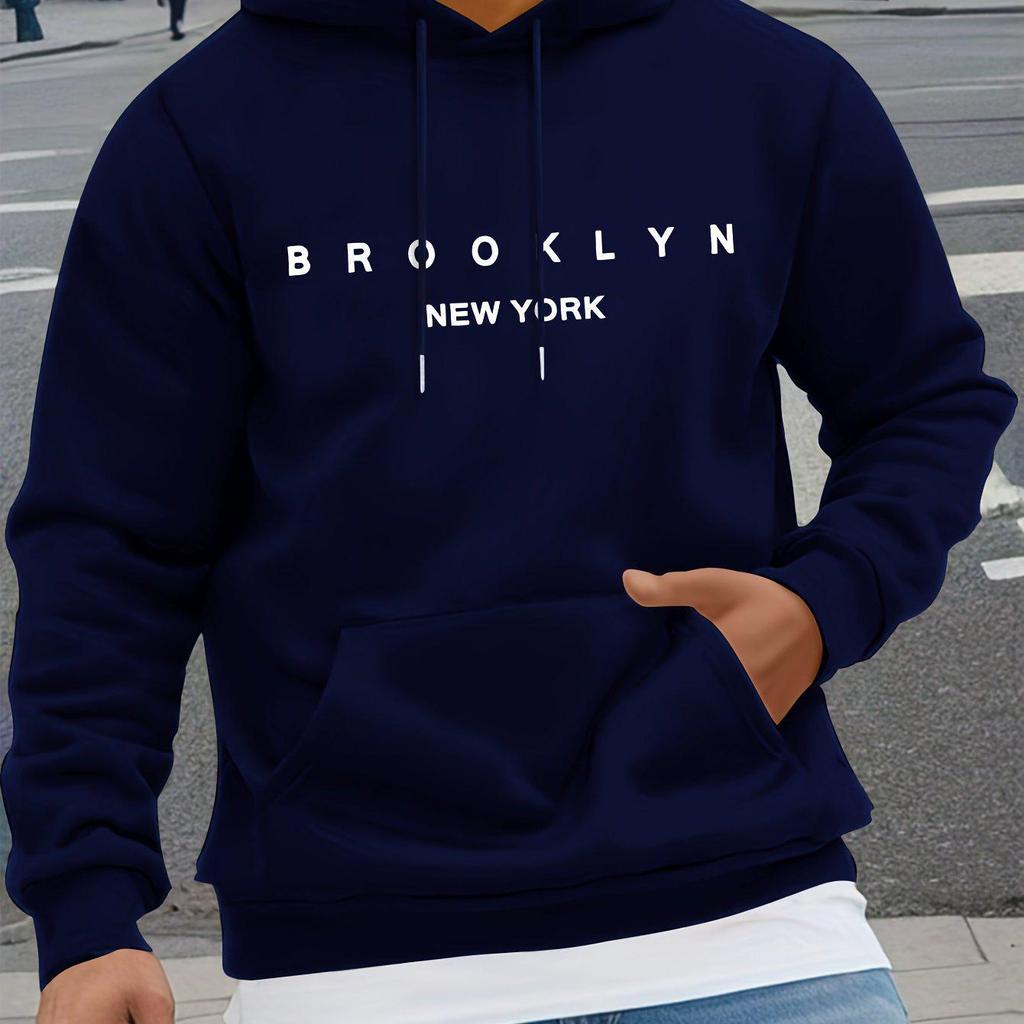 Men's 2025 Trendy Letter Print Hooded Sweatshirt - Loose Fit Pullover for Spring & Autumn