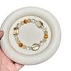 Women's Original Design Golden Rutilated Quartz, Citrine, and Tiger Eye Bracelet with White Crystal Accents
