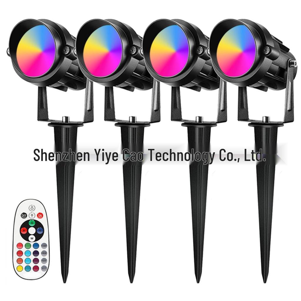 RGBW 12V Landscape Light: Colorful Plug-in Strip with Remote Control, Spotlight, and Courtyard Projector for Lawn Lighting.