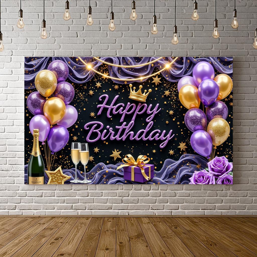 DecorativeCreative Reusable Birthday Banner Luxury Birthday Banner Anniversary Banner for Party Decoration Gift Decoration