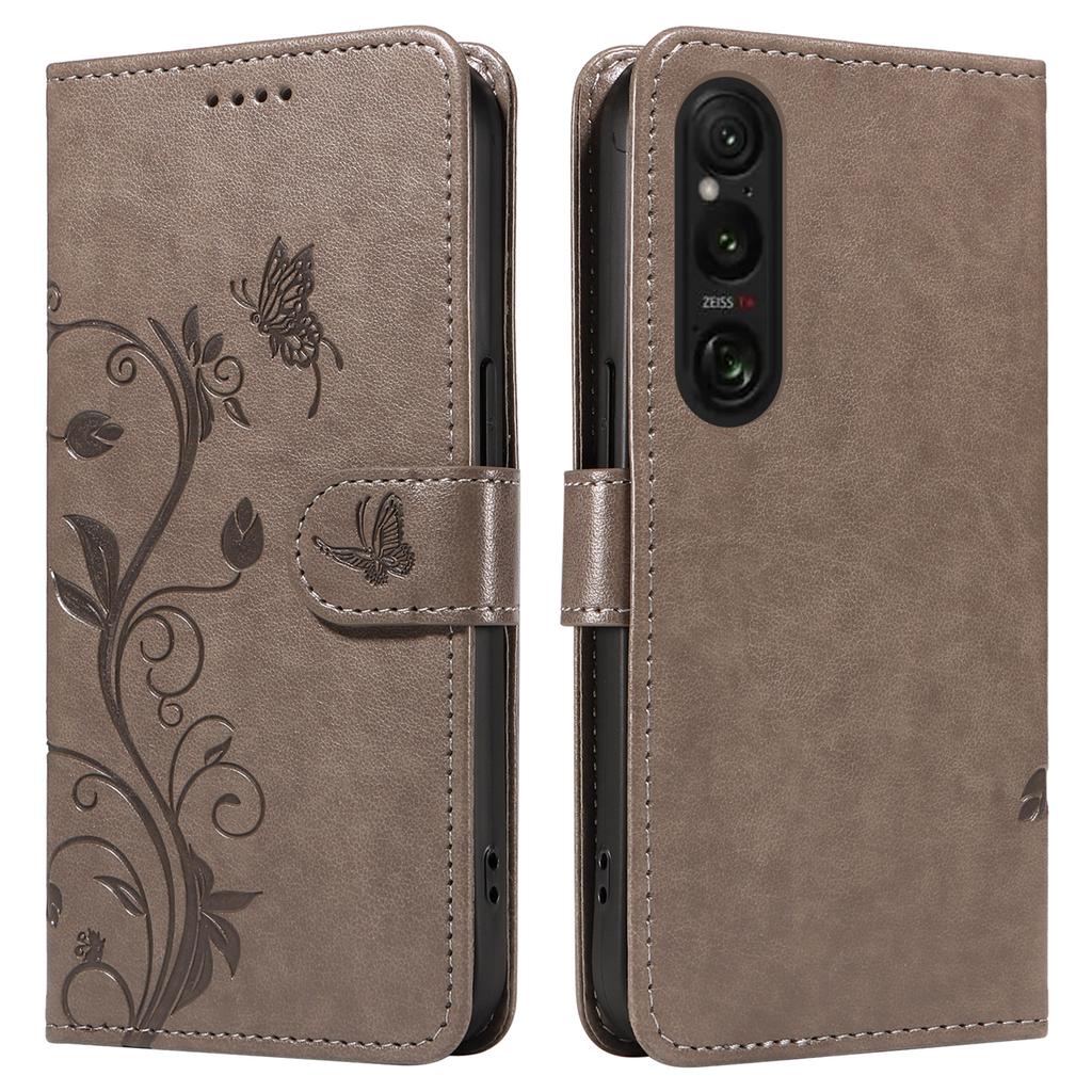 For Sony Xperia 1 VI PU Leather Cases Flower Pattern Wallet Stand Phone Cover with Strap