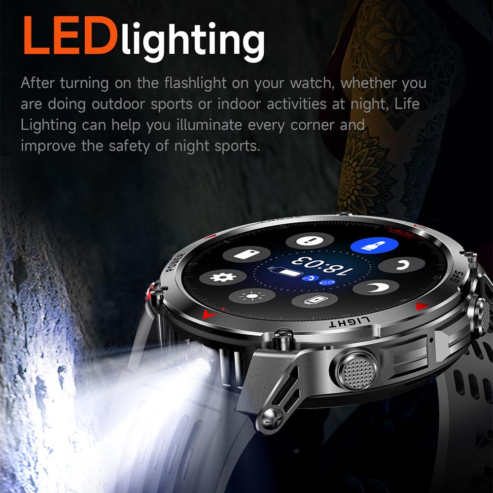 New Military Bluetooth Talk Smartwatch Men 2.01"  Screen 5ATM Waterproof Dual Frequency GPS Outdoor Sports Smartwatch