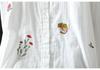 Spring/Summer 2026 Women's Embroidered Cotton Linen Cardigan with Ruffled Collar and Long Sleeves.