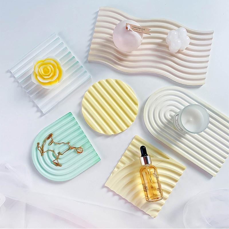 Striped Coaster Silicone Molds for Resin Casting Arch Door Coaster Tray Molds Epoxy Casting DIY Craft Cup Mat Resin Mold
