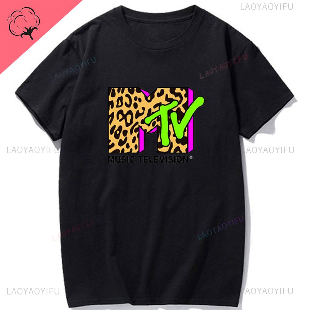 Koszulka damska z grafiką wideo MTV Zabawna Odzież męska Hip Hop Klasyczne logo MTV Vintage Pasująca Bawełniana koszulka Moda Streetwear Krótka