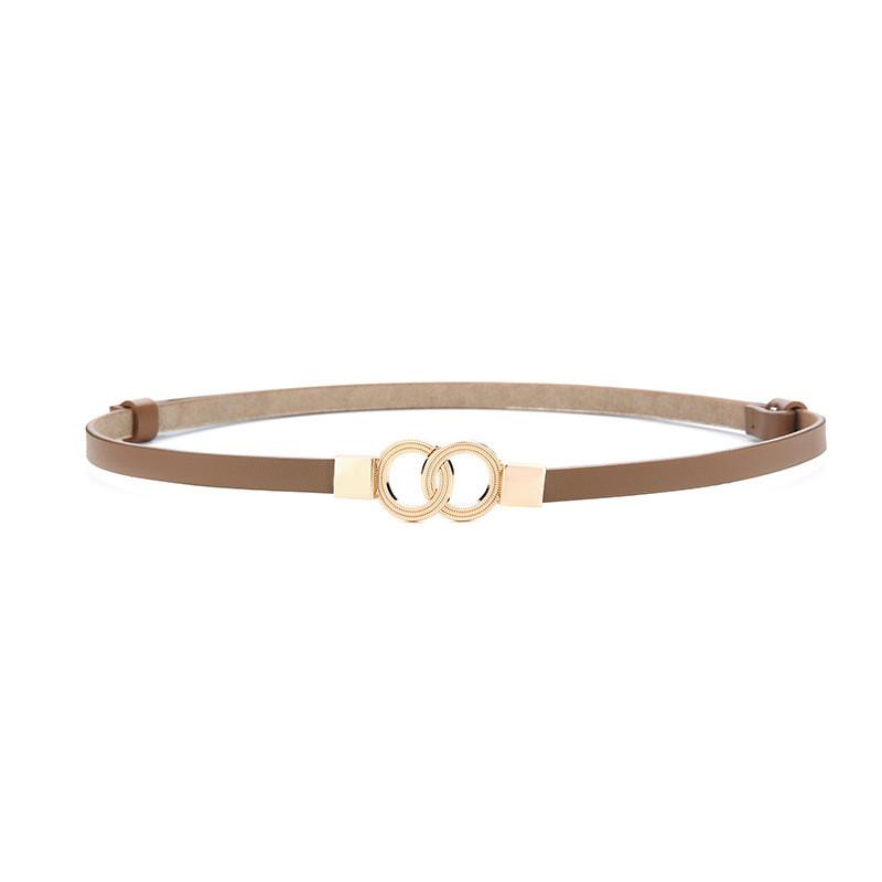 

Genuine Leather Womens Belt With Adjustable Round Ring Buckle For Casual Outings StyleL