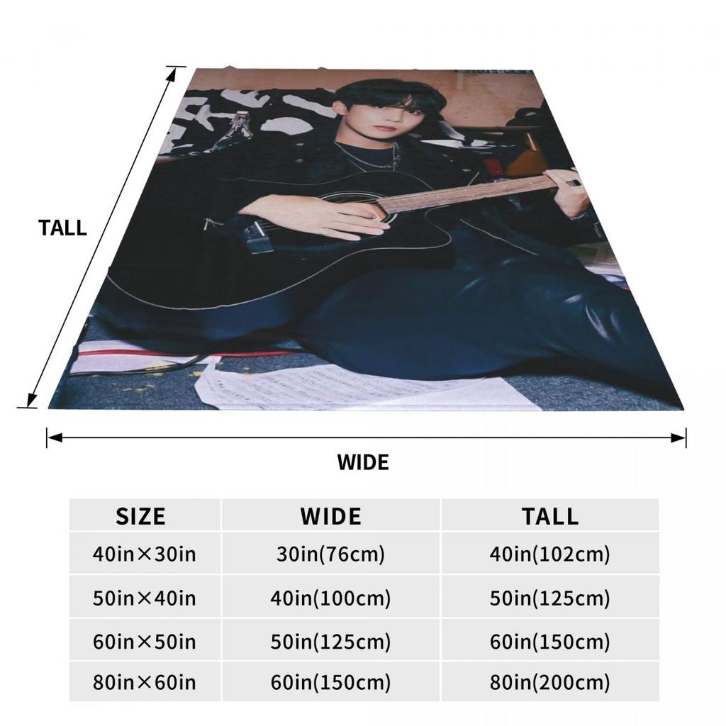 Jongho Korean Singer Soft Durable Blankets Ateez Guitar Camping Throw Blanket Winter Design Flannel Bedspread Sofa Bed Cover