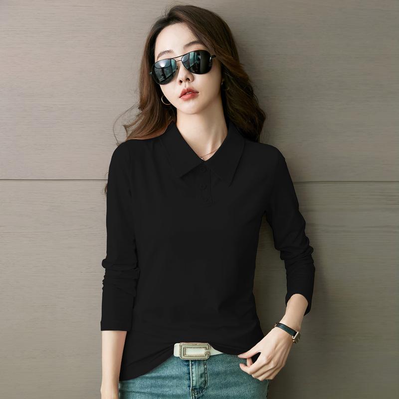 Women's Spring New Mercerized Cotton Long-sleeved Shirt, Temperament, Slimming, Bottoming Women's T-shirt