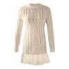 Women's Solid Round Neck  Dough Twists Knitting Chiffon Splicing Sweet Temperament Dress