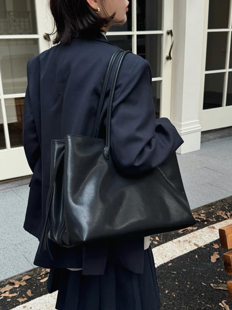 New cowhide tote bag large-capacity shoulder bag commuter leather women's bag simple niche armpit bag