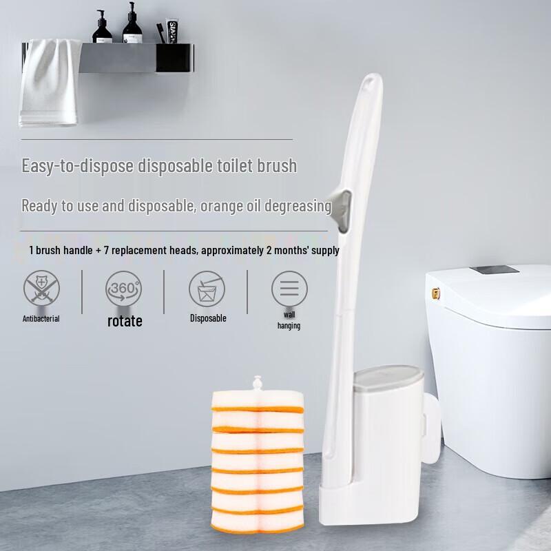 Miaojie Disposable Toilet Brush with 7 Refill Heads