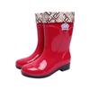 Water Shoes Velvet Cotton Women's Rain Boots Rain Shoes Anti-rubber Shoes Half Tube Water Boots Medium Tube Warm Explosion