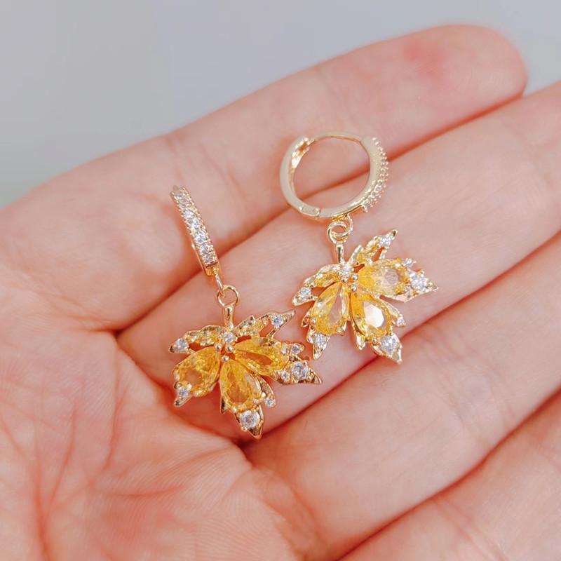 Gelbe Ahornblatt-Ohrringe für Frauen, 2023, neue Mode, Hochzeit, Verlobung, Party, Schmuck, Zubehör