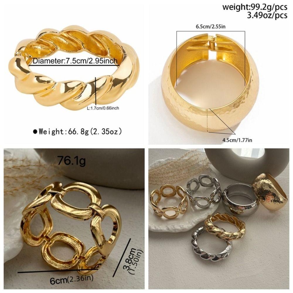 Gold Silver Geometric Spring Bangles Water Drop Cuff Wide Bangles  Chunky Bangles