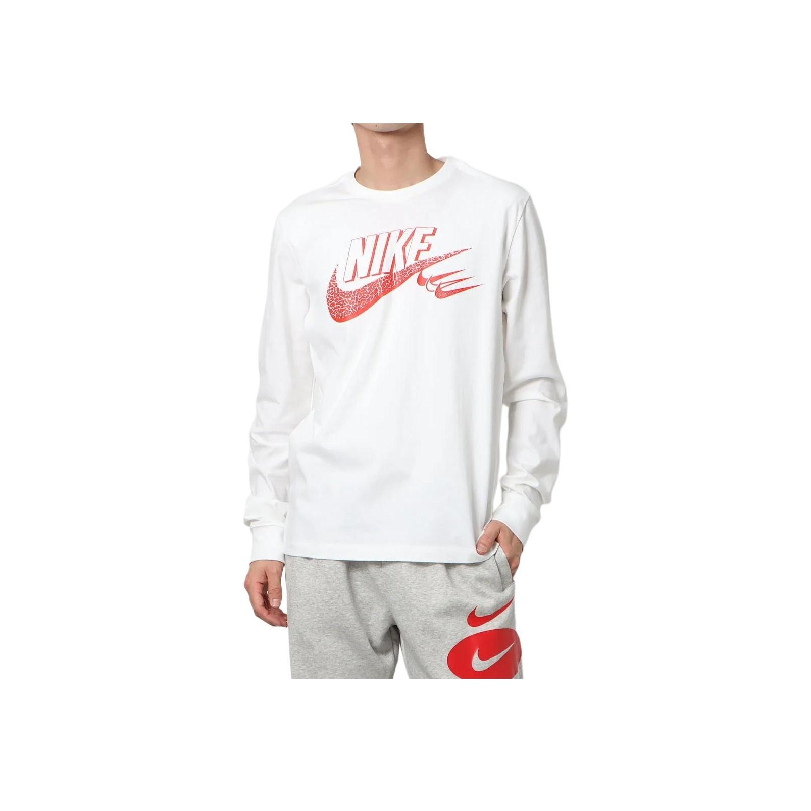 

Nike Letter Print Crew Neck Long Sleeve Pullover Loose T-Shirt Men Tops White DN5264-100 XXL
