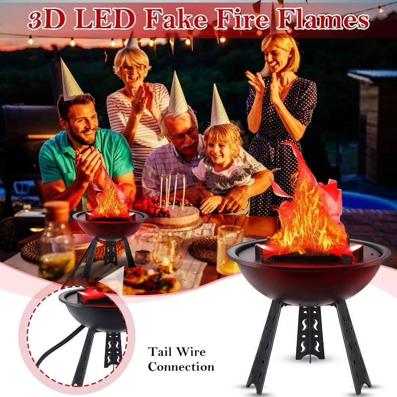 3D LED Fake Fire Flames Effect Light, Halloween Christmas Party Decorations Holiday Supplies for Bar, Stage