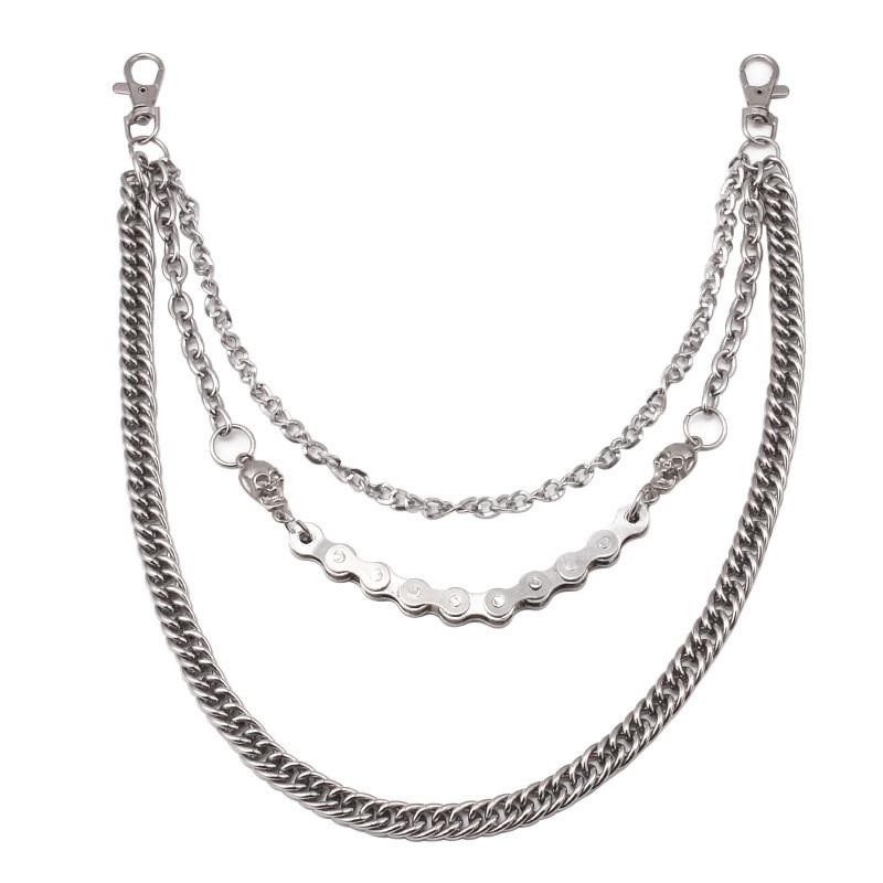 Punk Totenkopf Mehrschichtige Metallgürtelkette für Männer und Frauen Hip Hop Nachtclub Stil Accessoires