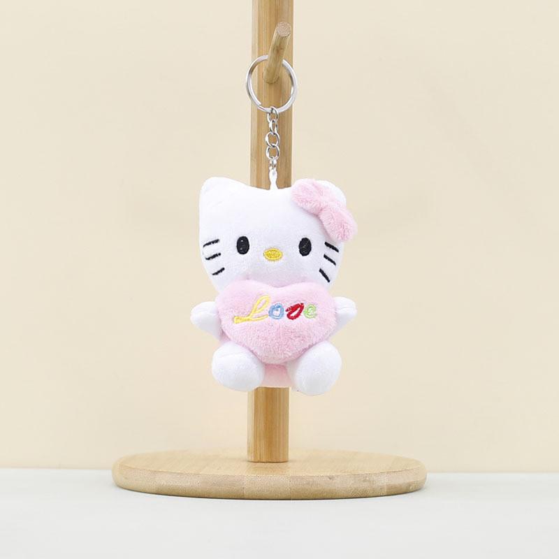 Adorable Plush Cat Keychain Cute Heart Shaped Cat Doll Soft Pp Cotton Accessory Pink Heart