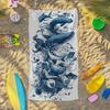 1 Pack Extra Large Microfiber Quick Dry Beach Towel -Simple Ocean Life Whale Shark Coral Reef Line Art Design, Lightweight, Pool