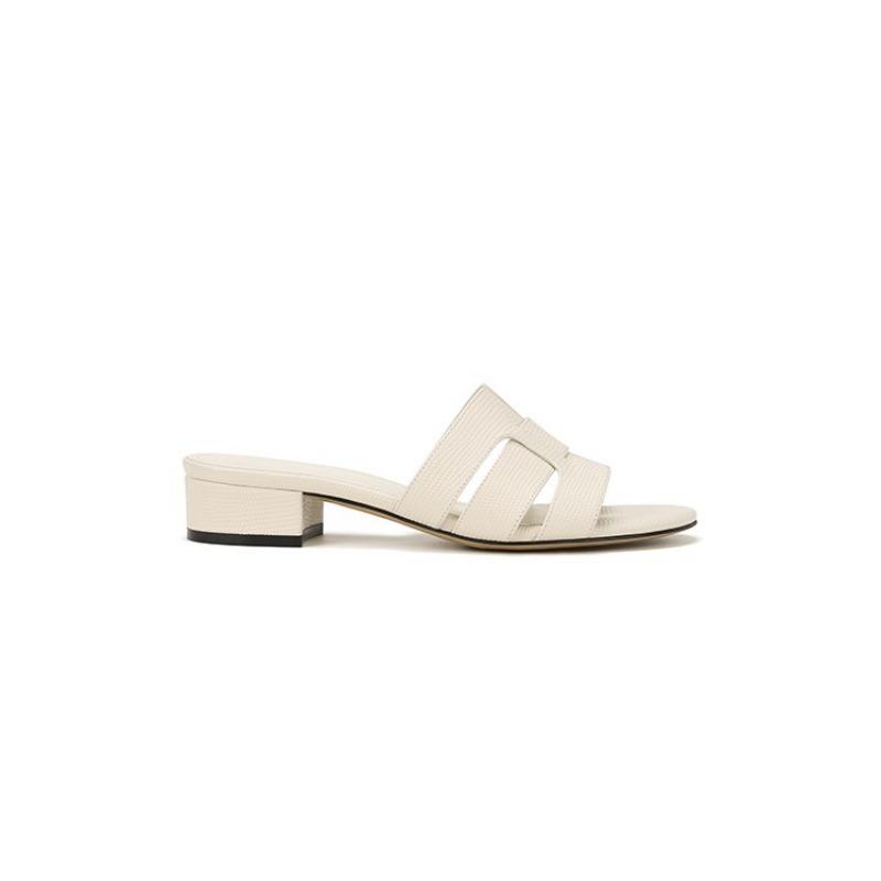 

Lizard pattern calfskin thick heel slippers women sandals commuting ol summer 40