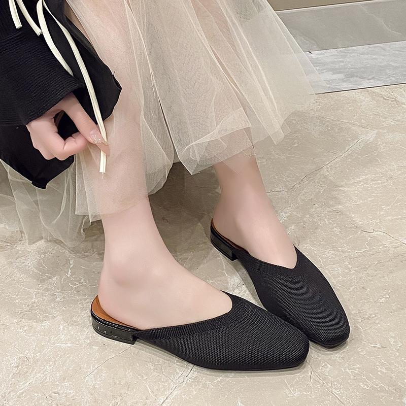 Mules de damă Tricot de vară Cu vârf ascuțit Mules Saboți Casual Papuci Pantofi de damă Sandale plate Mărimea 35-42
