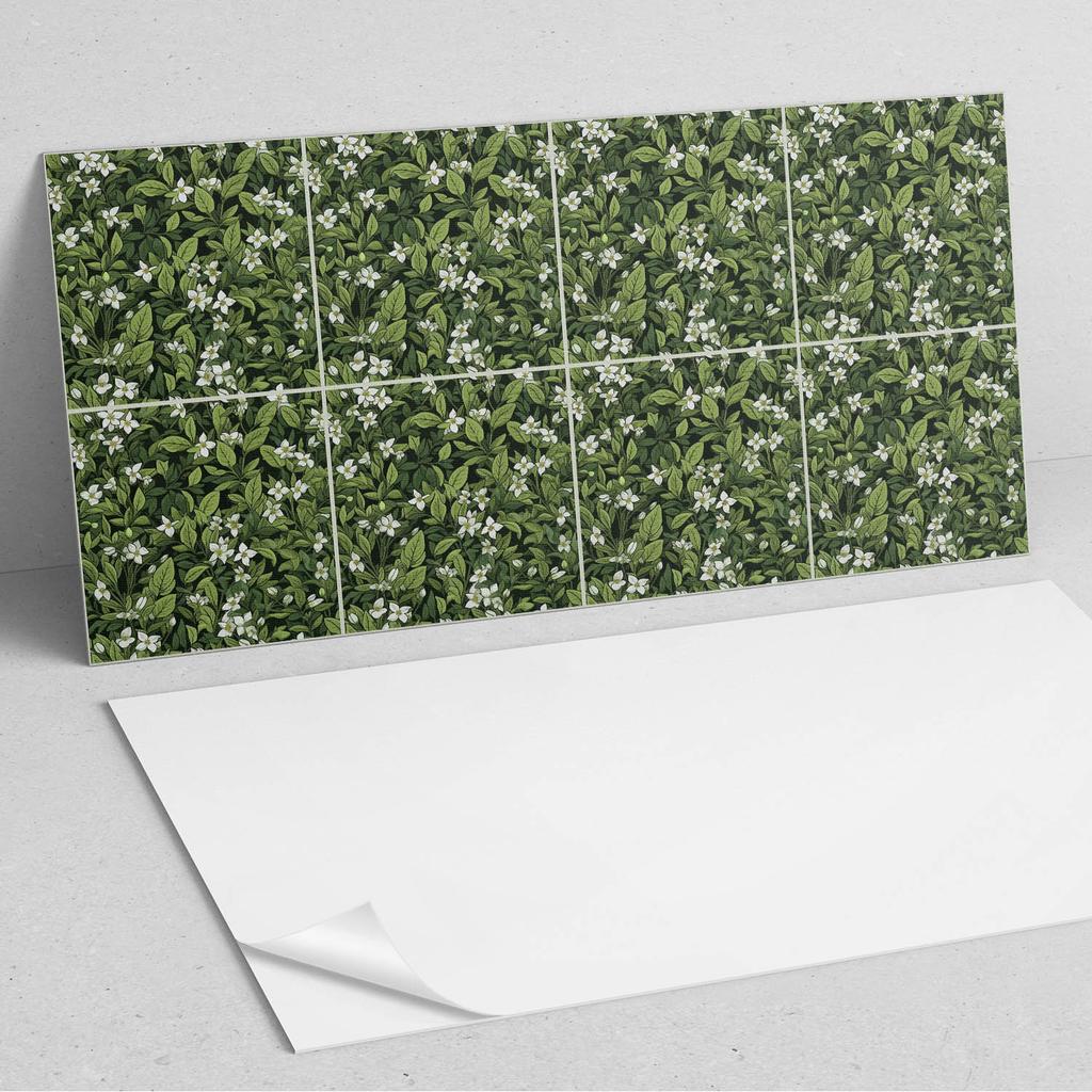 Naklejany Dekor Z Grafiką Do Przedpokoju Winylowy 100X50 Cm Kwiatowy Wzór Z Liśćmi