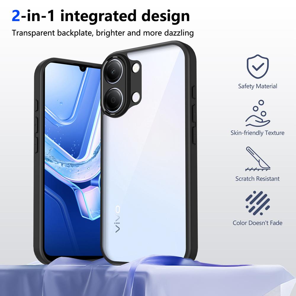 KEYSION Transparent Phone Case for VIVO Y11 5G Y11d Y21 5G 2026 Soft Silicone+PC Clear Shockproof Phone Back Cover for VIVO Y05