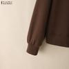 ZANZEA Women Casual Round Neck Long Sleeve Pullover Sweatshirts