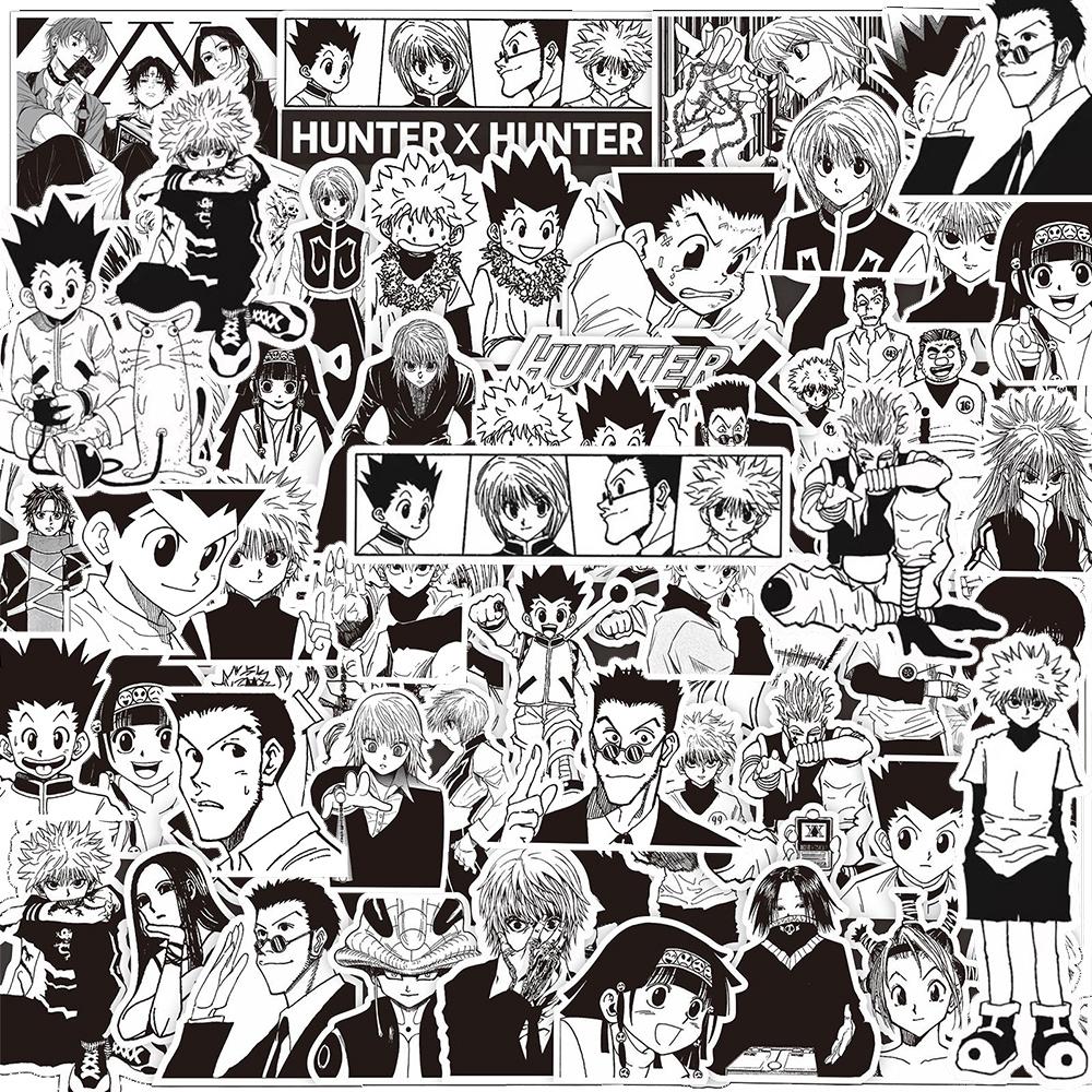 10/30/70pcs Black and White Anime Hunter×Hunter Stickers Cool Graffiti Decals for Phone Suitcase Notebook Kids DIY Sticker Toys 10PCS