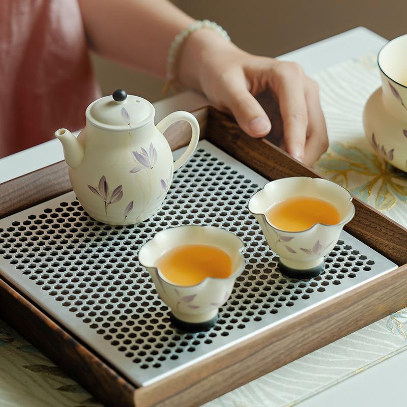Chinese Ceramic Teapot Handmade Orchid Tea Pot Beauty Tea Infuser Household Ball Hole Filter Kettle Portable Tea Set 120ml