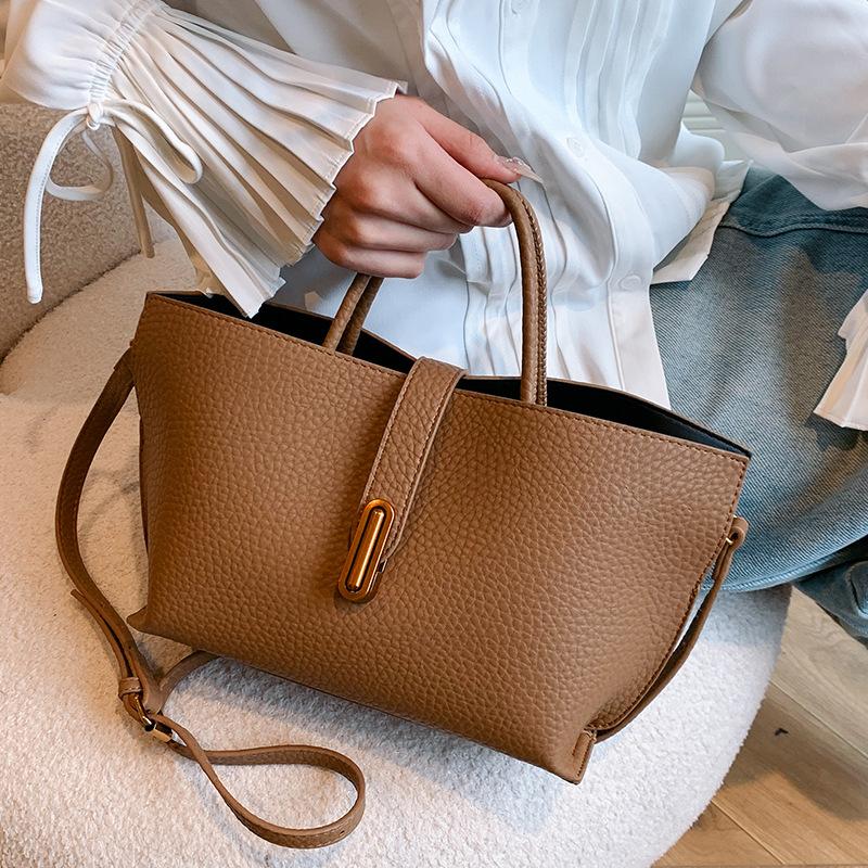 Wholesale New Product Trend Simple Lychee Pattern Solid Color Portable Vegetable Basket Bag Women's Niche Versatile Casual Messenger Bag