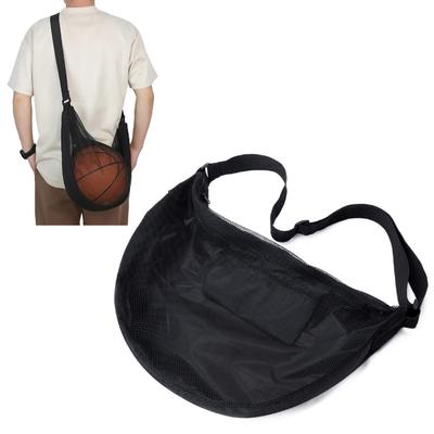CAWKAY Ball Bag, Ball Case, Sports Bag with Mesh Net, Easy To Carry, Shoulder or Crossbody Bag for Soccer, Basketball, and Volleyball (Black)