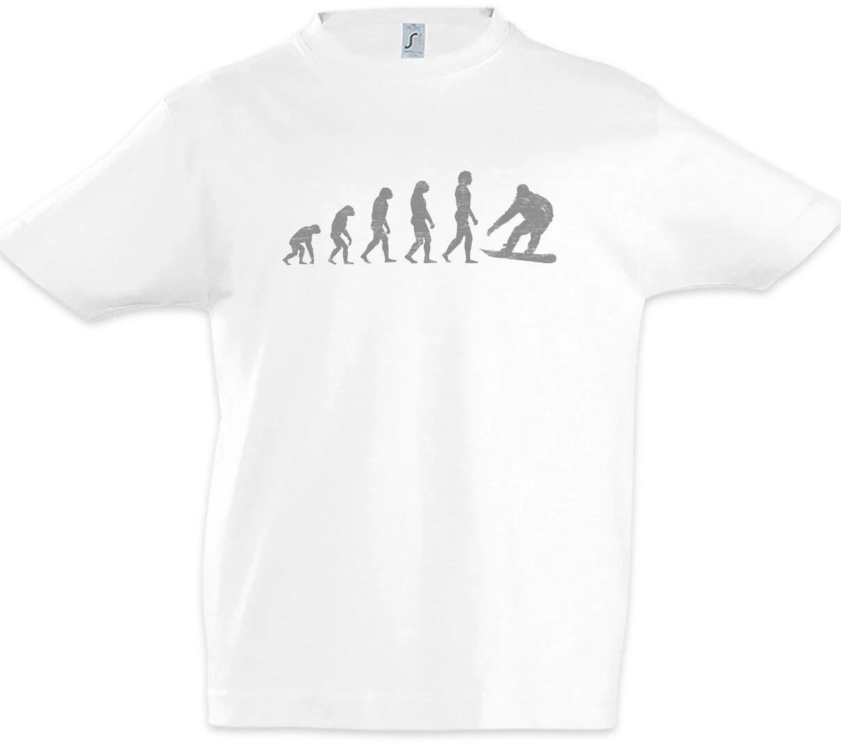 Snowboard Evolution Boys kids boys T-Shirt Fun Human Coach Downhill Snowboarder Darwin 100
