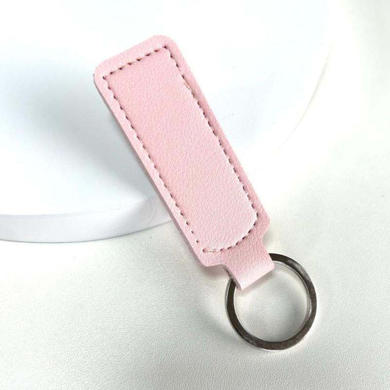 Simple PU Leather Keychain Soft Touch Solid Color Mini Key Holder Fashion Bag Pendant Decor for Daily Use