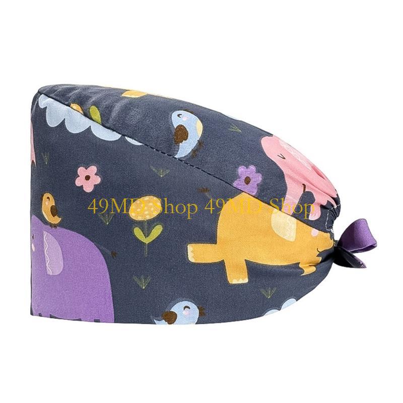 49MD Elegant Print Hat Doctor Hat Cotton Sweatband Hat Unisex Scrub Hospital Hat for Healthcare Workers