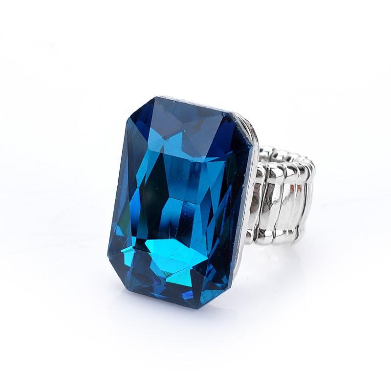 Personality Elegant 7 Colors Big Ring For Women Big Resin Stone Fashion Elastic Stretch Finger Rings Christmas Jewelry