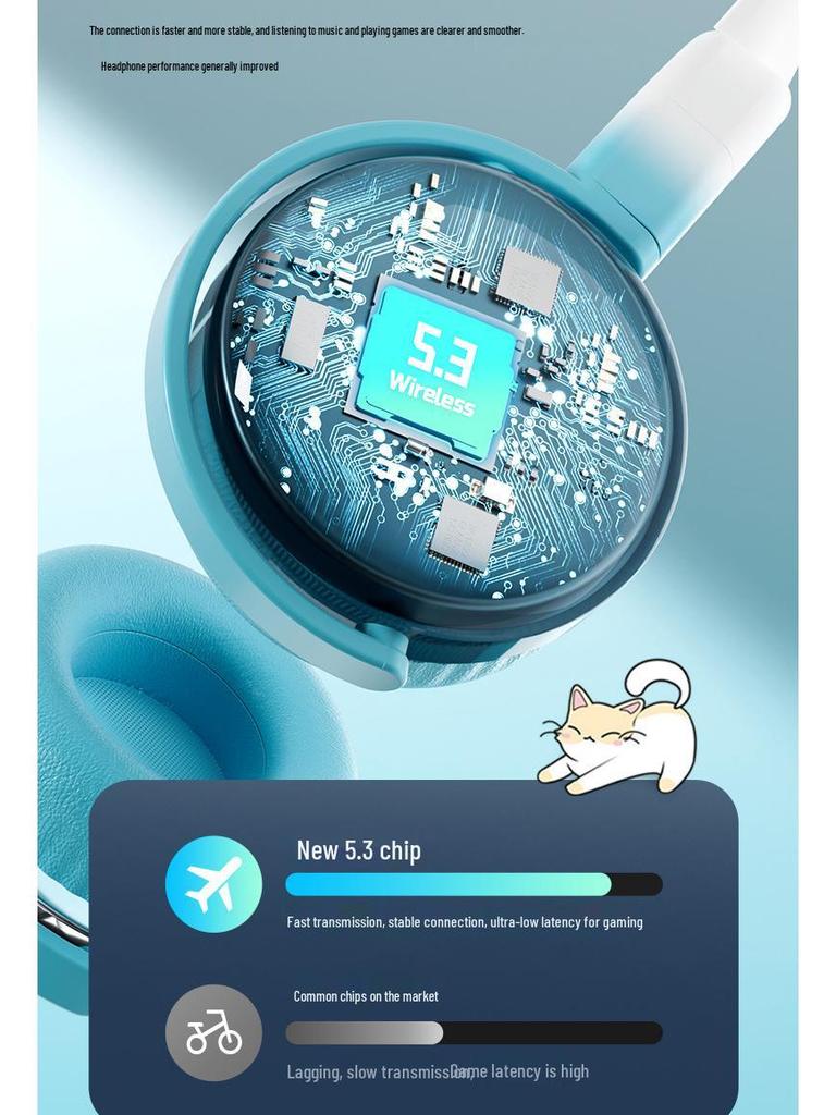 Cross-Border RGB Cat Ear Bluetooth Headphones KE-28 with Mic