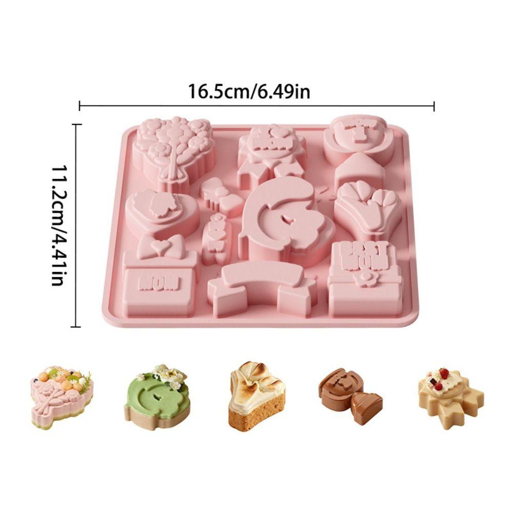 12 Cavity Mother's Day Theme Baking Mold Non-stick Reusable Chocolate Mould Non-toxic Easy To Demold Silicone Candy Mold