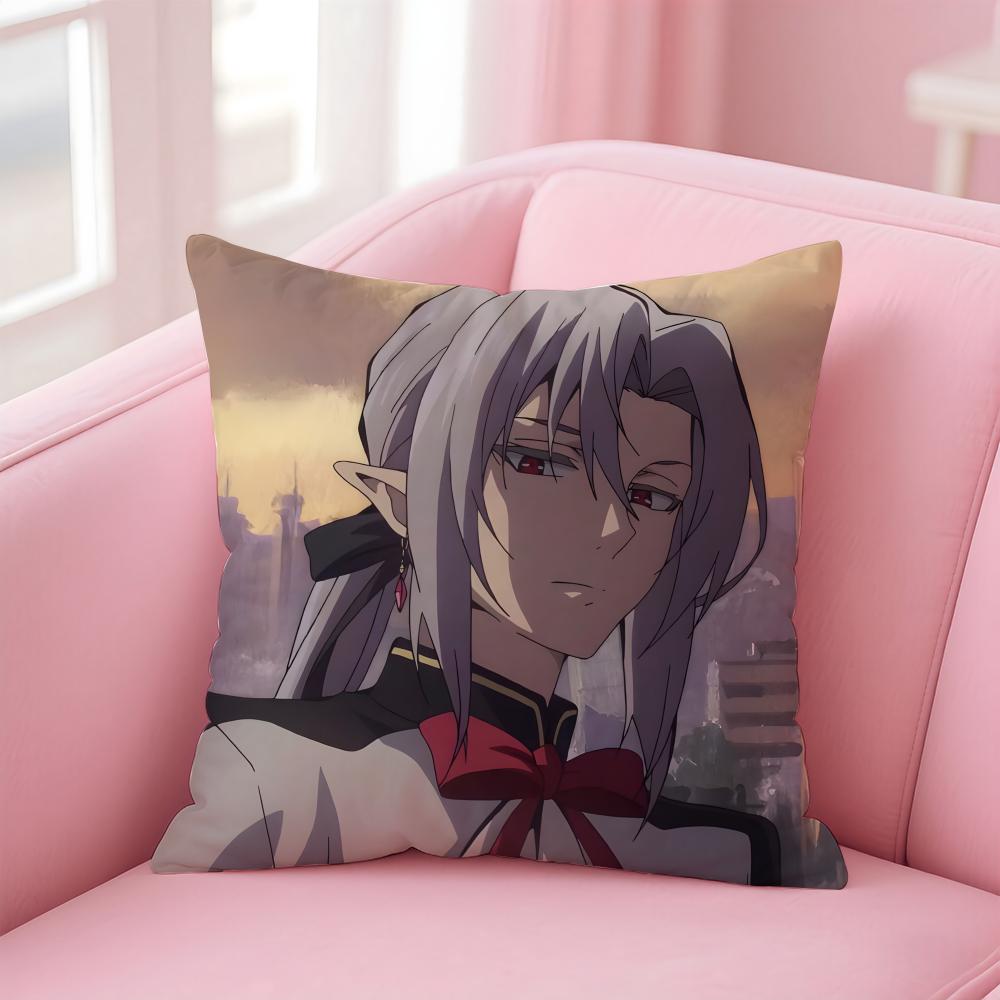 S-Seraph Of The Ends Cushion Cover Comfortable Reversible Pillow Cover Ideal For Car Sofa Bedroom & Beyond
