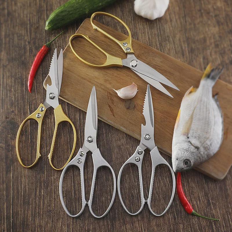 Multifunctional Stainless Steel Kitchen Scissors: Strong Aluminum Handle, SK5 Blades for Food & Chicken Bones