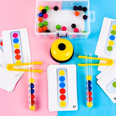 Wooden Early Childhood Children'S Test Tube Clip Beads Color Cognition Parent-Child Interaction Exercise Hand-Eye Coordination Educational Toys
